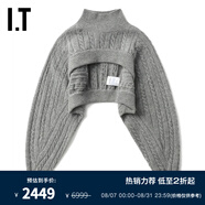 Simone Rocha IT 女裝短款立領(lǐng)針織衫新款設(shè)計(jì)感前短后長(zhǎng)毛衣罩衫 GYX/中灰色 M