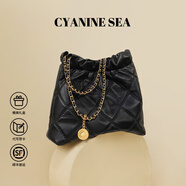 海青藍 CYANINE SEA輕奢包包女款2025年流浪包女士手提單肩水桶包生日禮物送女友老婆 黑色 精美禮盒裝