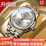 I&W CARNIVAL HWGUOJI瑞士IW手表男機(jī)械表全自動(dòng)進(jìn)口機(jī)芯男士手表超薄百搭防水男表 98%選升級(jí)版銀灰鋼帶|性能提升