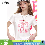 妖精的口袋【騙騙你】治愈萌寵22色短袖t恤女2025年夏季彩色多巴胺寬松上衣 甜心小狗米白色 建議拍大一碼 M
