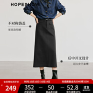 紅袖氣質(zhì)直筒長(cháng)裙冬季2024新款女裝質(zhì)感后開(kāi)叉顯瘦通勤小眾加長(cháng)半身裙 黑050 M