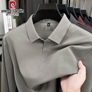 皮爾卡丹（pierre cardin）長袖t恤男秋季新款無痕翻領(lǐng)商務(wù)休閑純色百搭polo衫男帶領(lǐng)體恤衫 雅米杏 M 48