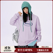 Mmlg加厚純棉t恤女男2025秋冬新款經(jīng)典logo金屬燙珠裝飾情侶款上衣服 淺紫色（預(yù)售） M