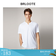 巴魯特（Brloote）短袖T恤男新疆長絨棉舒適小V領簡約黑白t恤衫夏季 白色 185/104A