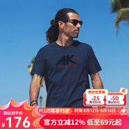 AKSERIESAK男裝2024年夏季新品LOGO印花圓領(lǐng)純棉短袖男士t恤2300505 藏藍色 XXL