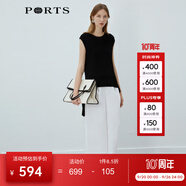 PORTS寶姿 商場同款新品女裝百搭不規(guī)則下擺針織衫LL8K802RKE004 黑色 L