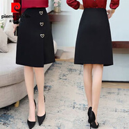 皮爾卡丹（pierre cardin）不規(guī)則半身裙女中長款春秋季新款大碼女裝a字裙包臀裙中長裙裙子 【5019#】黑色（愛心桃 M 【建議105斤內(nèi)】