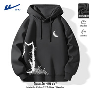 回力衛衣男春季新款連帽衫男女情侶款ins風(fēng)貓咪青少年帶帽外套上衣服 【春秋款】深灰(月下貓胸標_月下貓右下標) S (建議85斤-100斤左右)