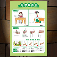 柏木格小學(xué)生正確握筆姿勢圖兒童標準坐姿正確寫(xiě)字掛圖硬筆書(shū)法教室海報 XY-001 寫(xiě)字雙姿圖 60X90厘米 背膠貼紙