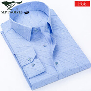 七匹狼夾克專家爸爸裝夏季襯衫中老年男士長袖襯衣薄款寬松老人免燙寸衫爺爺春季 F-55  薄款 38