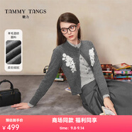 糖力商場(chǎng)同款 高知格雷系 2025春秋新款蕾絲花裝飾針織衫開(kāi)衫女 灰色  浮雕蕾絲花裝飾 S