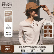 Teenie Weenie小熊秋季黑色棉質(zhì)打底衫polo領(lǐng)長(zhǎng)袖T恤白色外穿上衣 A-燕麥色 XS