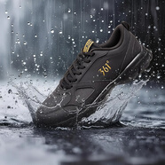 361°運動(dòng)鞋男鞋秋冬季透氣網(wǎng)面跑鞋黑色通勤輕質(zhì)戶(hù)外慢跑步鞋 曜石黑/皇冠金【皮革面防潑水】 42