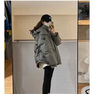 南極人（Nanjiren）羽絨服女連帽短款2025冬季新款學(xué)院風(fēng)加厚休閑寬松保暖男女款外套 灰色 S 90-120斤