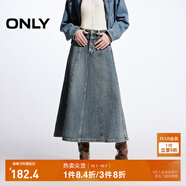 ONLY秋季時尚高腰多?？跘字長裙牛仔半身裙女|124437006 J34 390洗水牛仔藍(lán) XS (155) 60A