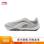 李寧心流薄底鞋男女同款減震回彈經(jīng)典休閑鞋運動(dòng)鞋AGLV096 凝雪灰/微晶灰/云霧白-3 38