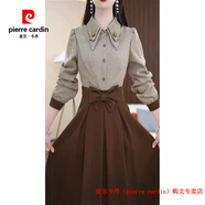 皮爾卡丹（pierre cardin）品牌高檔輕奢賽菲雅假兩件連衣裙春裝女款2025年收腰減齡微胖mma 品牌高端新品-咖啡色-高端大氣上檔次簡單大方闊太太高 M 80斤-105斤