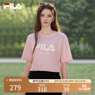 FILA斐樂(lè )官方T恤情侶款短袖衫2025春季新款休閑簡(jiǎn)約純棉T恤男女 赤粉色-PK M M （170/92A）