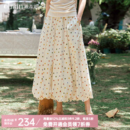 Olrain歐芮兒波點花苞裙花色半裙橡筋束腰半裙女夏季2025新款裙子 波點 M 160/68A/M