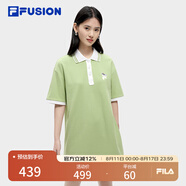 FILA FUSION斐樂潮牌女子連衣裙夏時(shí)尚寬松簡(jiǎn)約POLO領(lǐng)連身裙 奶油果綠-GN XL （175/92A/XL）