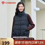 坦博爾羽絨服馬甲女立領(lǐng)寬松外搭短款羽絨背心外套TD236006 黑色 180