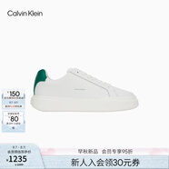 Calvin KleinJeans【七夕禮物】25秋季男士ck皮革拼接休閑板鞋小白鞋YM01344 0K9-白色/綠色 40