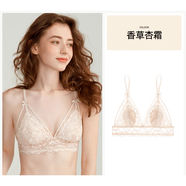 好奇蜜斯法式內衣女桑蠶絲薄性感蕾絲文胸罩套裝兔耳杯無(wú)鋼圈夏S適 香草杏霜(重工金絲描邊) S 適合70ABC