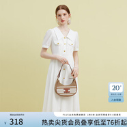 范思藍(lán)恩23FS12577法式V領(lǐng)襯衫連衣裙女夏季新款氣質(zhì)復(fù)古通勤裙子 珍珠白 L