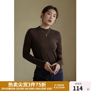 獨束大碼女裝【發(fā)熱防靜電】百搭打底衫女顯瘦秋冬新款胖mm針織衫 棕咖色 2XL