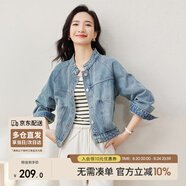 尚都比拉春秋款純棉牛仔外套短款高級(jí)感女裝氣質(zhì)休閑百搭上衣 牛仔藍(lán) XL 