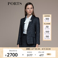 PORTS寶姿秋冬新品女裝長(zhǎng)袖中長(zhǎng)小西裝LM9J064NFF076 黑色混色 XS (2)