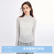 樂(lè )町甜美風(fēng)波點(diǎn)百搭針織衫小半高堆堆領(lǐng)針織衫打底衫 灰色（現貨） XS