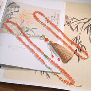 老山檀木斜挎多用鏈菩提念珠新中式文藝背背鏈項鏈女多層手串佛珠 浮香繞【川料冰飄南紅瑪瑙】