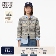 Teenie Weenie小熊女裝時(shí)尚簡(jiǎn)約風(fēng)針織開(kāi)衫春季復古費爾島提花毛衣 灰色 S (160)