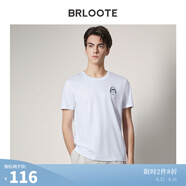 Brloote/巴魯特男士短袖T恤棉舒適時(shí)尚休閑個(gè)性印花圓領(lǐng)休閑T恤衫男夏季 白色9 180/100A