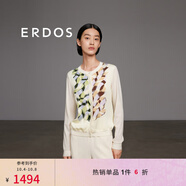 ERDOS 春夏圓領(lǐng)長(cháng)袖浪漫飄逸幾何定位印花女開(kāi)衫針織衫 白 2XL 175/96A