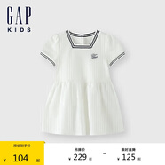 GAP女幼童夏季撞色條紋方領(lǐng)針織連衣裙兒童公主風(fēng)洋裝466153