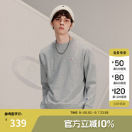Champion【王俊凱同款】冠軍情侶裝衛(wèi)衣秋季新款棉質(zhì)純色基礎(chǔ)長(zhǎng)袖T恤 淺灰色 M