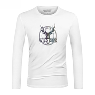 CK歐洲站秋冬季新品男士ck長袖t恤男純棉圓領(lǐng)修身上衣寬松打底衫t 白色 M  建議90-120斤穿