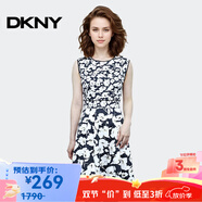 唐可娜兒（DKNY）【京東奧萊】圓領無袖印花連衣裙女夏季新款時尚顯瘦氣質(zhì)中長裙W1 W1312Z08-010 XXS