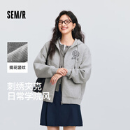 森馬（Semir）[商場同款]外套女連帽刺繡學(xué)院風(fēng)2025春寬松質(zhì)感夾克101125108002