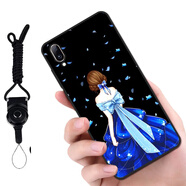 馳漢牌 適用vivo X23手機殼 適用vivoX23幻彩版保護套 全包防摔磨砂個(gè)性卡通軟殼 藍裙背影+掛繩 vivoX23幻彩版【V1816A】