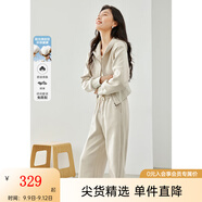 梵希蔓杏色優(yōu)雅淑女連帽套裝女兩件套2025年春秋季百搭休閑套裝 M5735 杏色 L