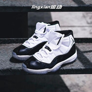 耐克（NIKE）aj11男鞋女鞋  Air Jordan11 25周年黑銀大魔王 黑紅 復古籃球鞋 378038/378037-100 康扣 37.5 GS