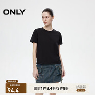 ONLY2025秋季新款簡(jiǎn)約舒適基礎純色圓領(lǐng)正肩短袖T恤女|125101058 H1Z 黑色 2XL (180) 96A