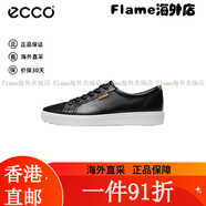 愛步（ECCO）休閑鞋男士板鞋平底耐磨皮鞋低幫男鞋 柔酷7號(hào)43000401001 黑色 42