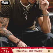 馬登工裝美式肌肉cleanfit重磅亨利衫純棉老錢風(fēng)阿美咔嘰短袖T恤男夏 軍綠色 【尺碼偏大/建議拍小一碼】 L （175/96A）