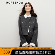紅袖小香風(fēng)短外套春秋季2025新款女裝正肩圓領(lǐng)輕熟氣質(zhì)甜美百搭短上衣 黑灰090 M