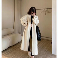 溥畔秋裝森女寬松時(shí)髦過膝針織開衫馬海毛毛衣外套 米白色 均碼