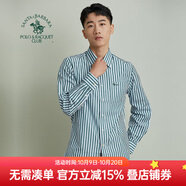 圣大保羅男裝秋冬新款款襯衣男美式休閑條紋合身時(shí)尚簡(jiǎn)約款長袖襯衫男 綠色P6 L 170/88B(41)